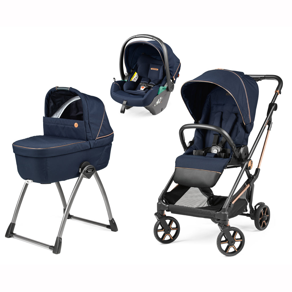 Trio Vivace + Culla Belvedere + Primo Viaggio Lounge BLUE SHINE Peg-Perego