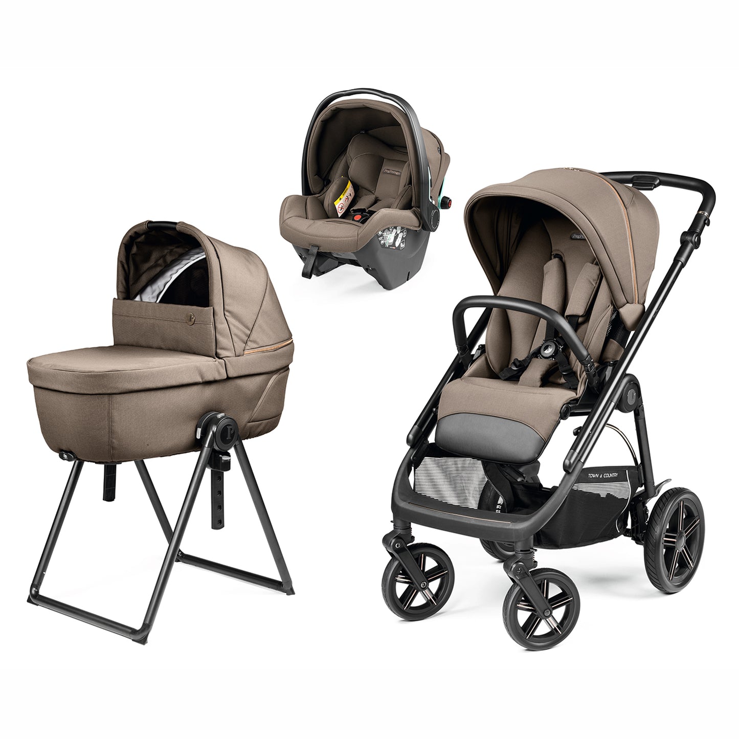 Trio Veloce TC + Culla Belvedere + Primo Viaggio SLK PINE BARK Peg Perego