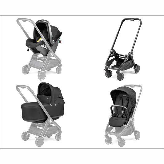 Trio City Loop + Pop Up Bassinet + Primo Viaggio SLK TRUE BLACK Peg Perego