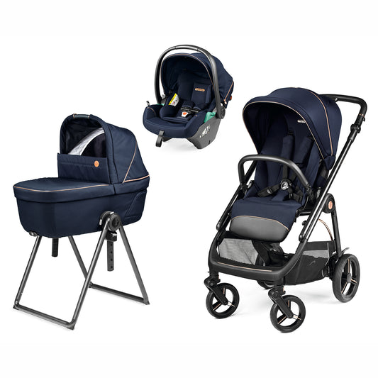 Trio Veloce + Culla Belvedere + Primo Viaggio Lounge BLUE SHINE Peg Perego